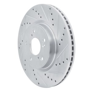 Acura ILX Brake Rotor (1) - Front Right - R1 Concepts - Drilled & Slotted - Silver - `13-`25